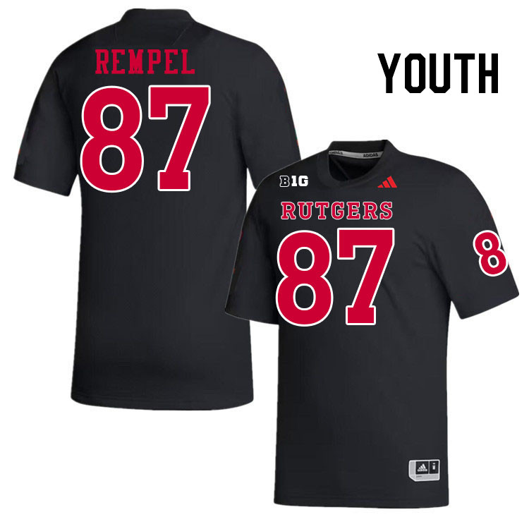 Youth #87 Liam Rempel Rutgers Scarlet Knights 2024 College Football Jerseys Stitched-Black